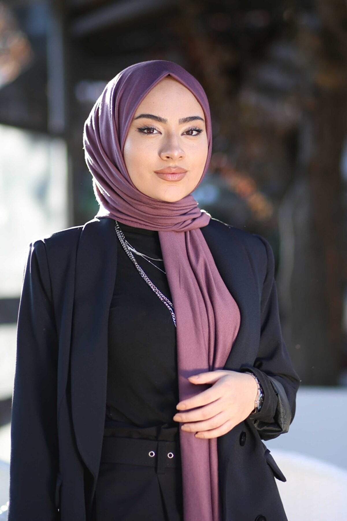 Organic Scarfs Tesettür Penye Şal Hijap Modeli - Mürdüm - Organic ScarfsOrganic Scarfs