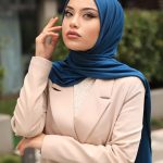 Organic Scarfs Tesettür Penye Şal Hijap Modeli - Petrol Mavisi