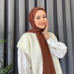 Organic Scarfs Tesettür Penye Şal Hijap Modeli - Sıcak Kahve