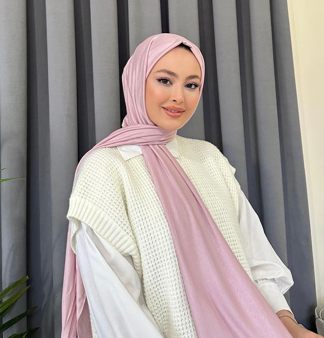 Organic Scarfs Tesettür Penye Şal Hijap Modeli - Tozlu Eflatun - Organic ScarfsOrganic Scarfs