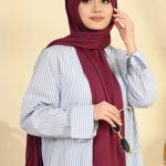Organic Scarfs Tesettür Penye Şal Hijap Modeli - Vişne