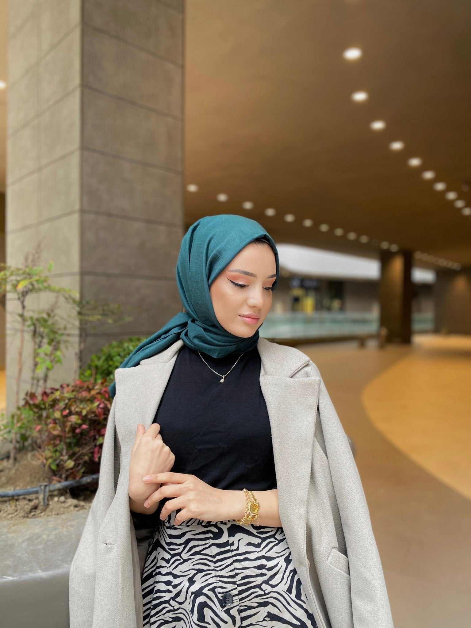 Oxygen His Serisi Pamuk Şal - Petrol - Organic ScarfsOrganic Scarfs