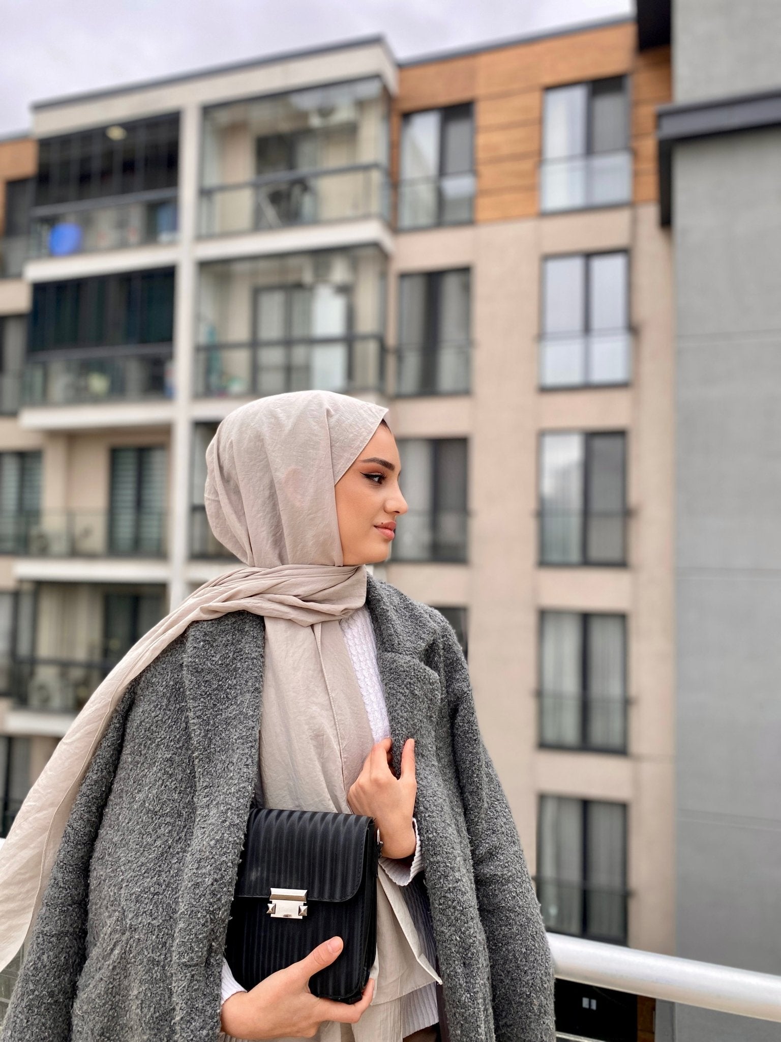 Oxygen His Serisi Pamuk Şal - Taş - Organic ScarfsOrganic Scarfs