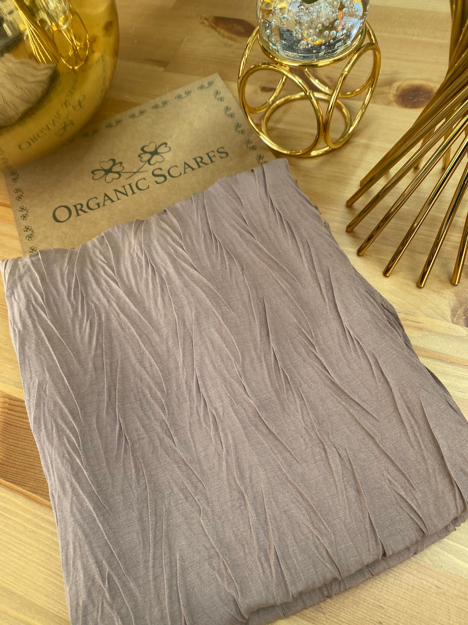 Pliseli Ağaç Kabuğu Şal - Vizon - Organic ScarfsOrganic Scarfs