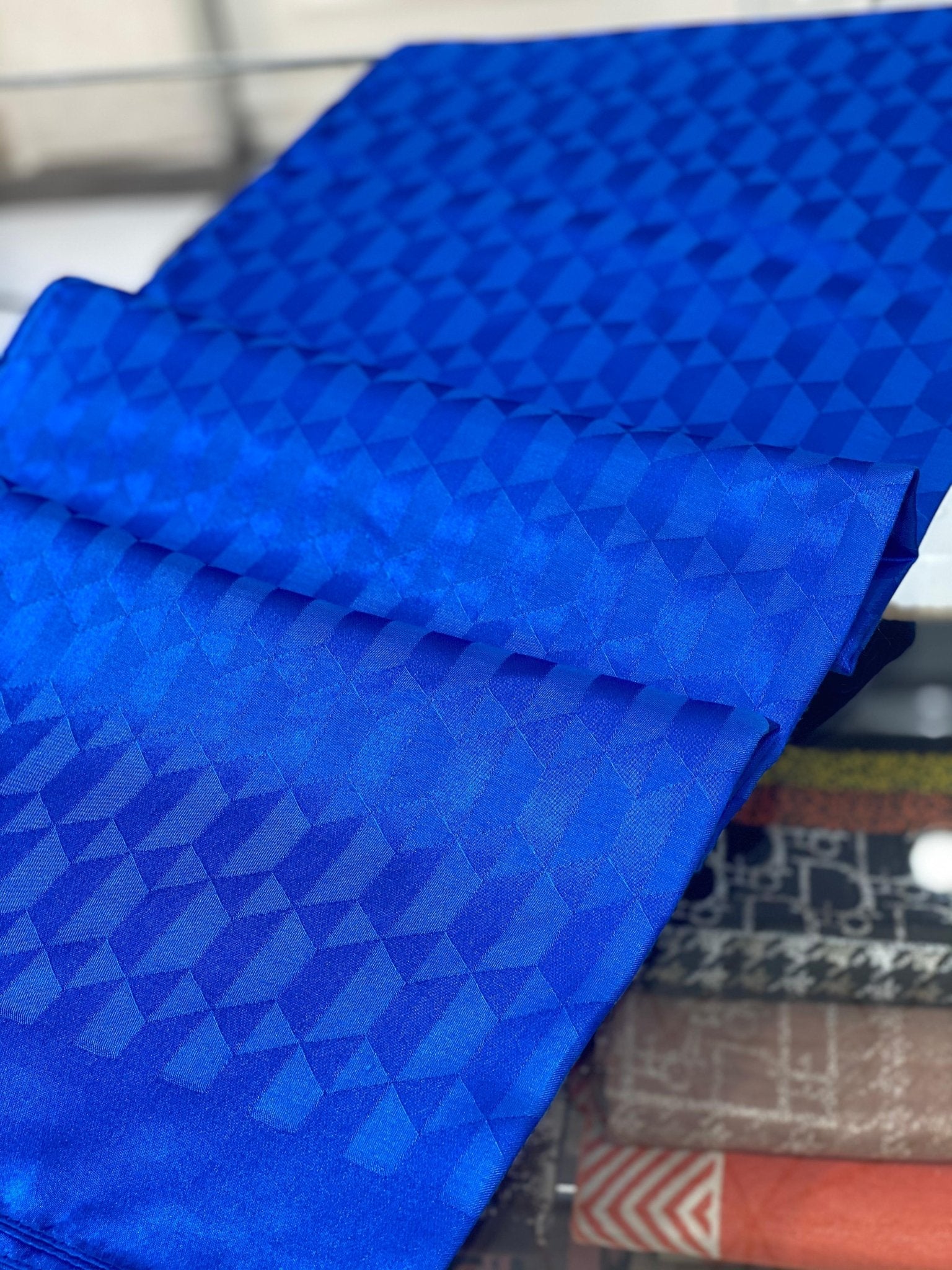 Qoza Desen İpeksi Jakar Şal - Saks - Organic ScarfsOrganic Scarfs