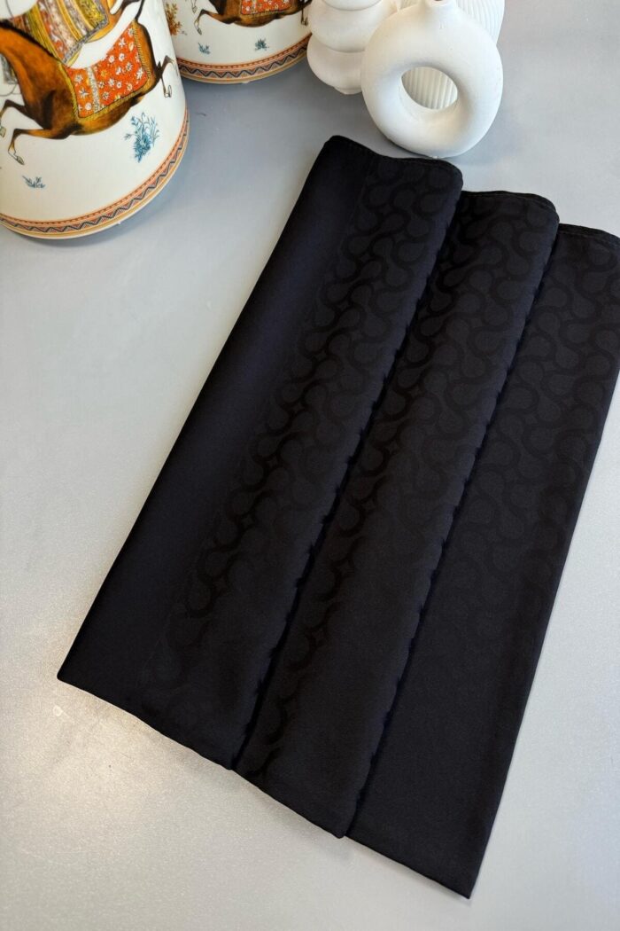 Bloom Desen Pamuk İpeksi Jakar Şal - Siyah