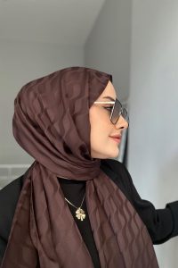 Su Yolu Pamuk Jakar Şal - Acı Kahve