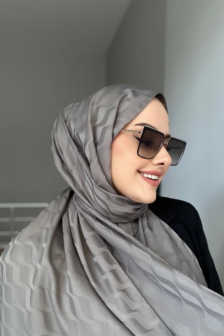 Su Yolu Pamuk Jakar Şal - Füme - Organic ScarfsOrganic Scarfs