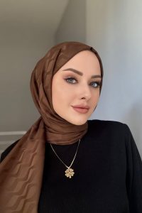 Su Yolu Pamuk Jakar Şal - Kahverengi