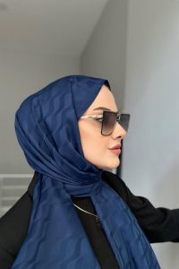 Su Yolu Pamuk Jakar Şal - Lacivert