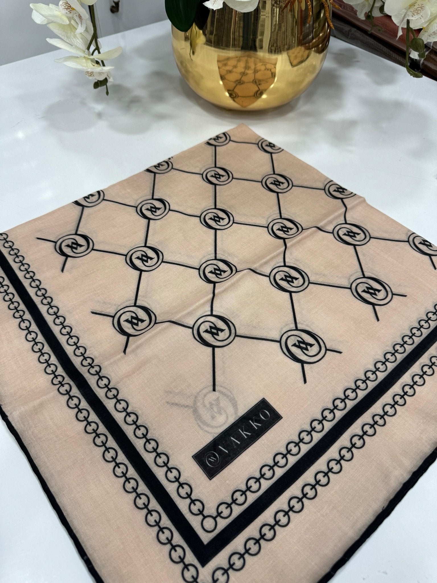 Vakko Bahar Esintisi Pamuk Eşarp - Bej - Organic ScarfsOrganic Scarfs