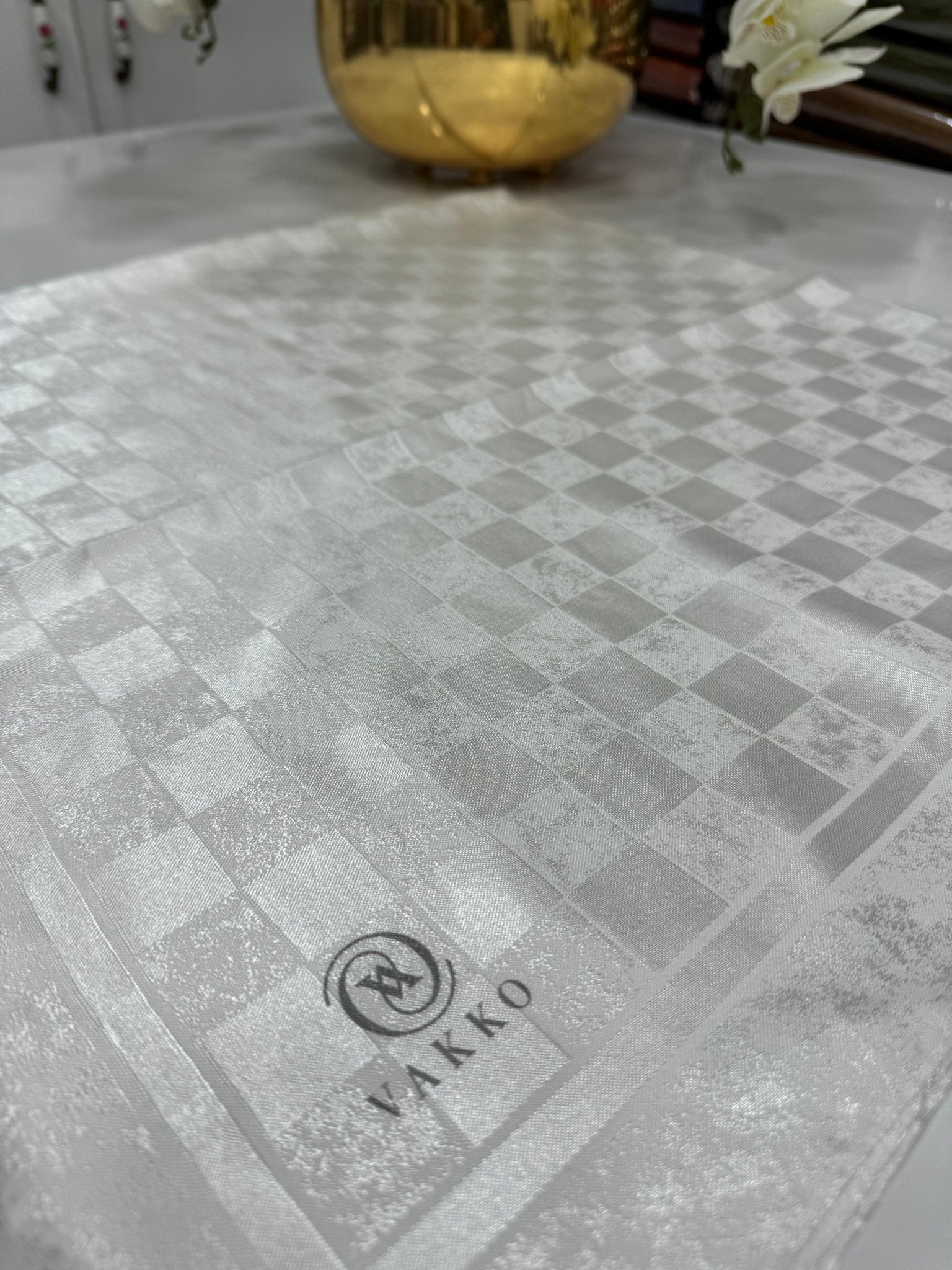 Vakko Dama Desen Eşarp - Ekru - Organic ScarfsOrganic Scarfs