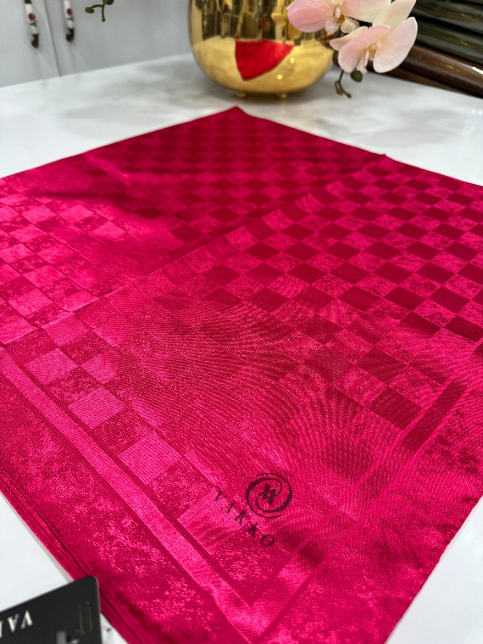 Vakko Dama Desen Eşarp - Fuşya - Organic ScarfsOrganic Scarfs
