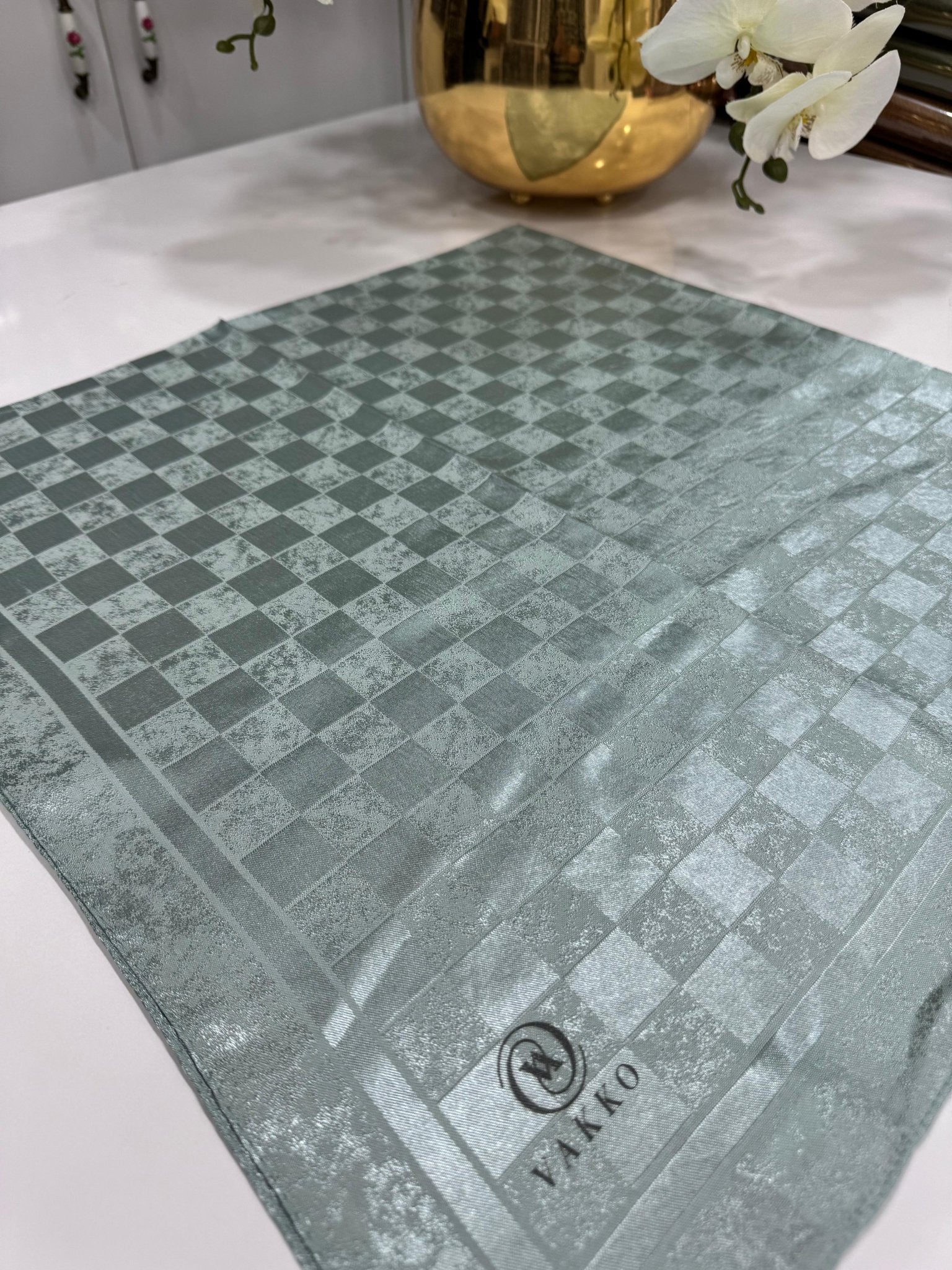 Vakko Dama Desen Eşarp - Mint - Organic ScarfsOrganic Scarfs