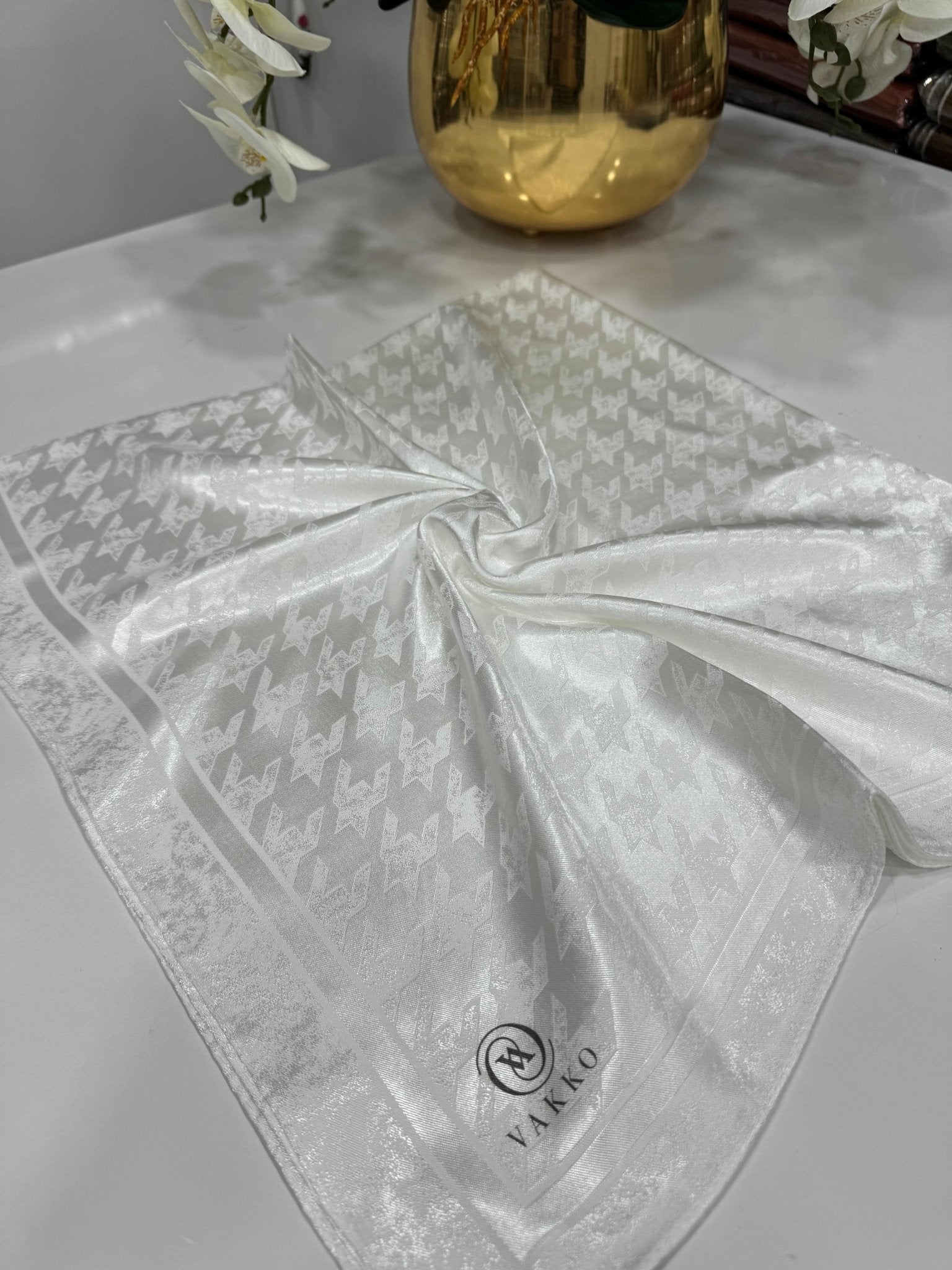 Vakko Kazayağı Desen Eşarp - Ekru - Organic ScarfsOrganic Scarfs