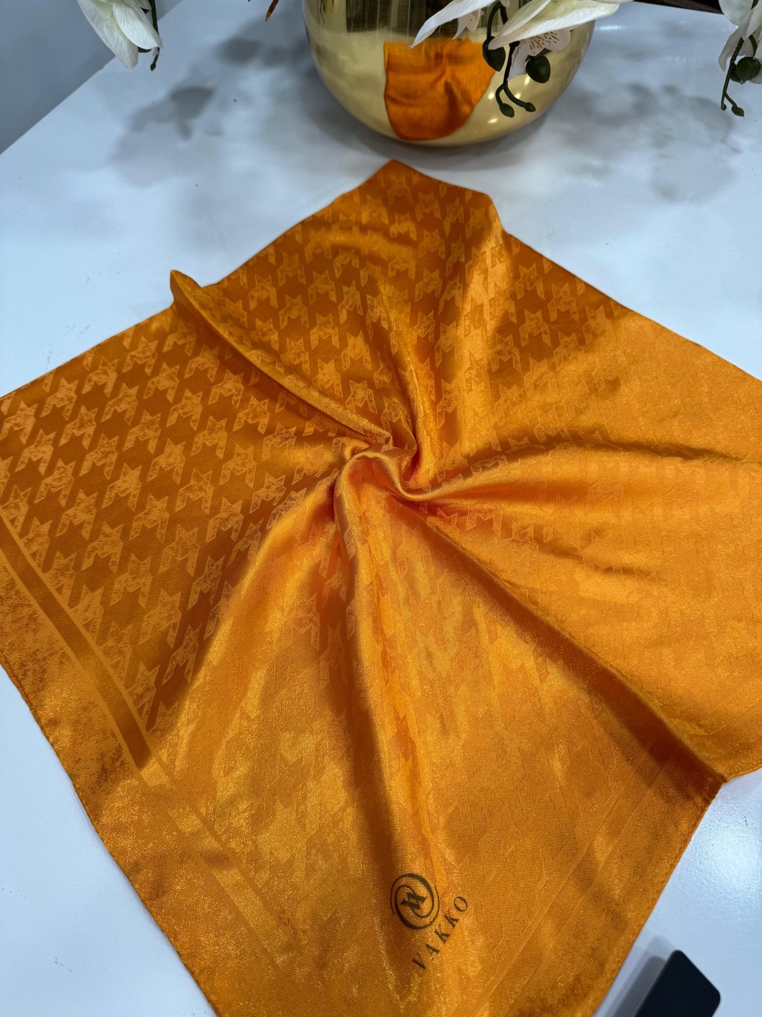 Vakko Kazayağı Desen Eşarp - Turuncu - Organic ScarfsOrganic Scarfs