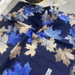 Yaprak Desen Mio Caz Eşarp - Lacivert - İndigo