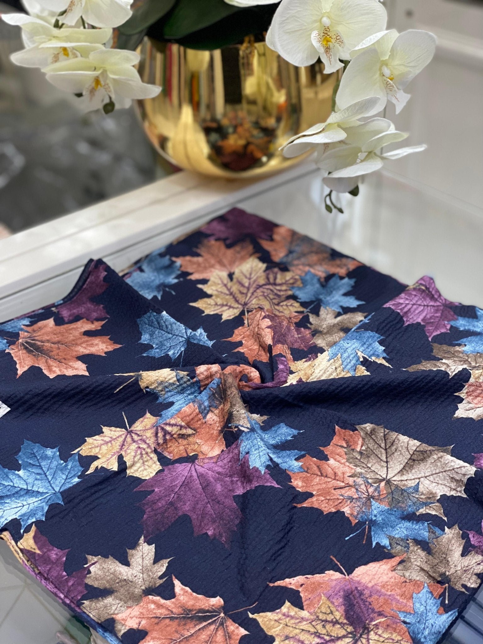 Yaprak Desen Mio Caz Eşarp - Mürdüm - Organic ScarfsOrganic Scarfs