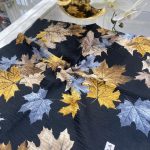 Yaprak Desen Mio Caz Eşarp - Siyah - Hardal