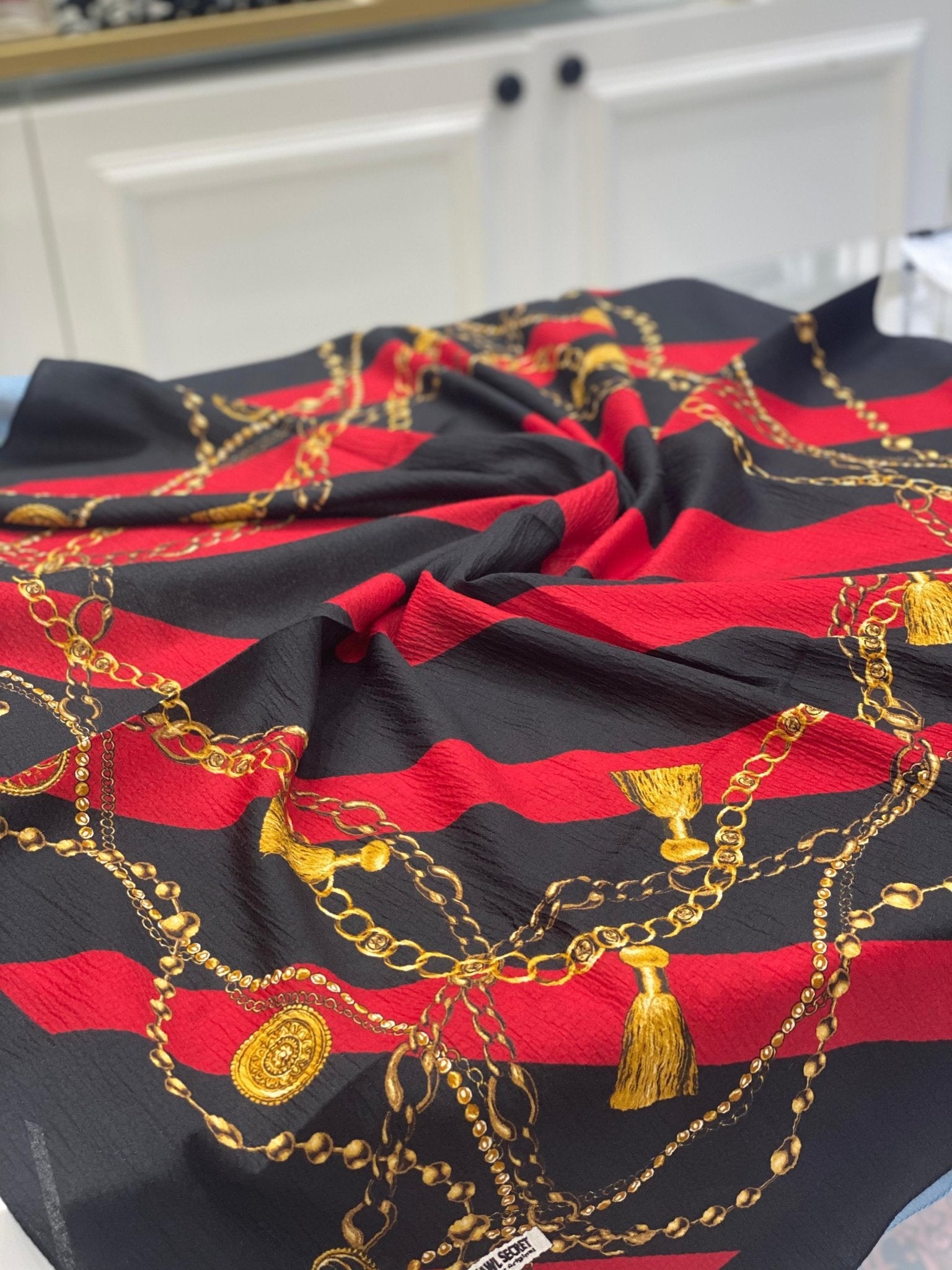 Zincirli Desen Mio Cazz Eşarp - Bordo - Organic ScarfsOrganic Scarfs