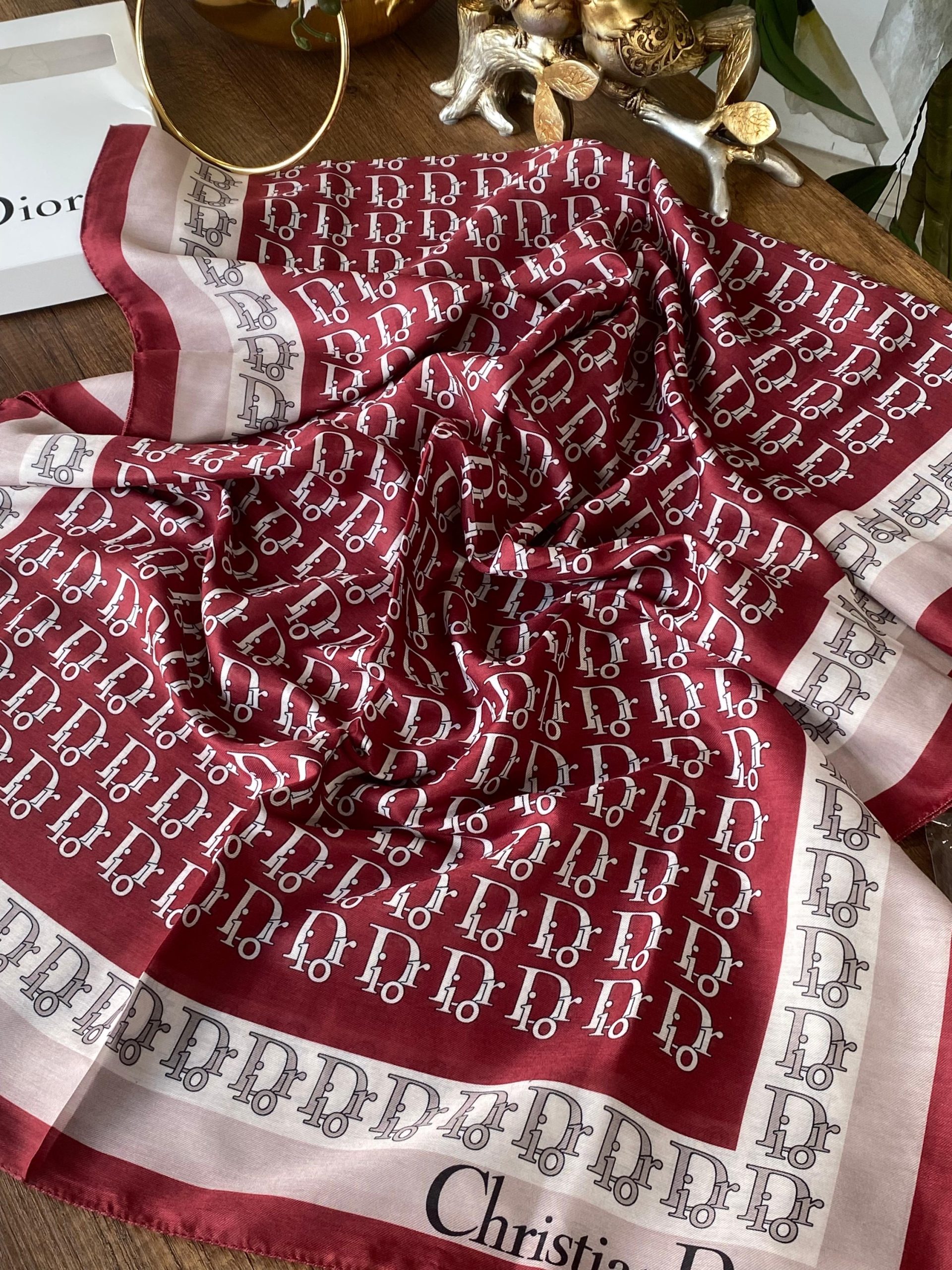 Dior Desen Pamuk Soft Şal - Bordo