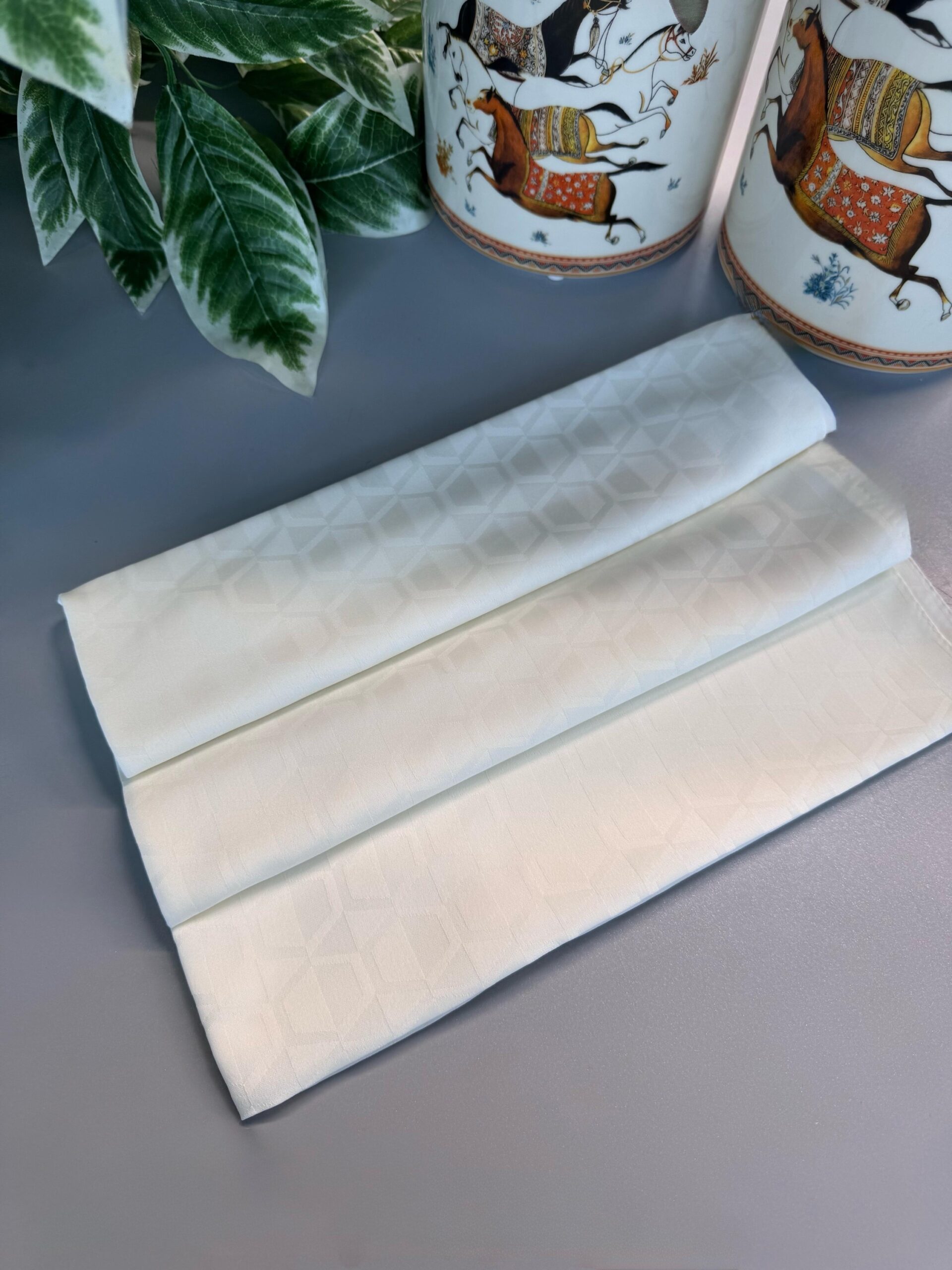 Elmas Desen Pamuk Jakar Şal - Ekru