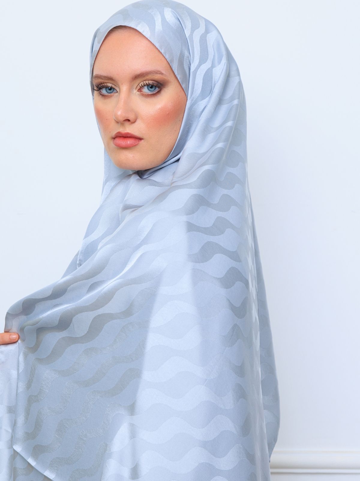 Su Yolu Pamuk Jakar Şal - Gri - Görsel 2