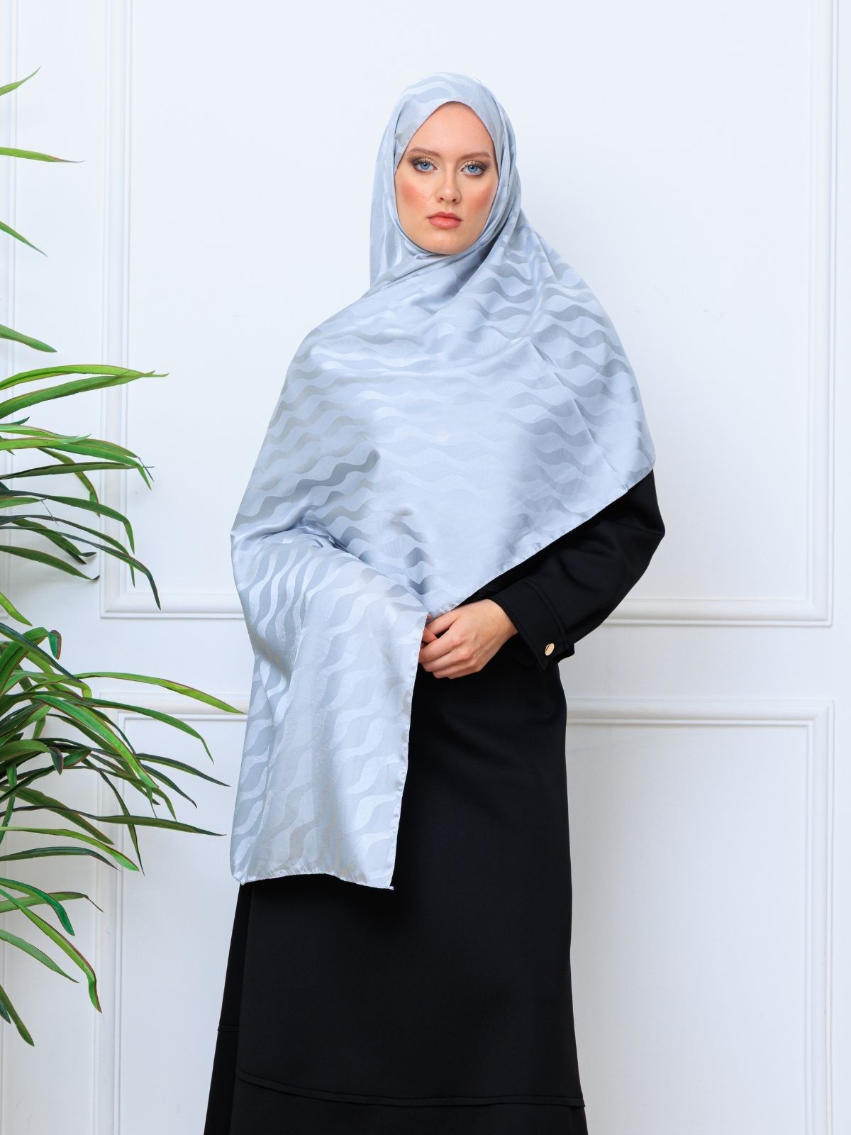 Su Yolu Pamuk Jakar Şal - Gri - Görsel 3