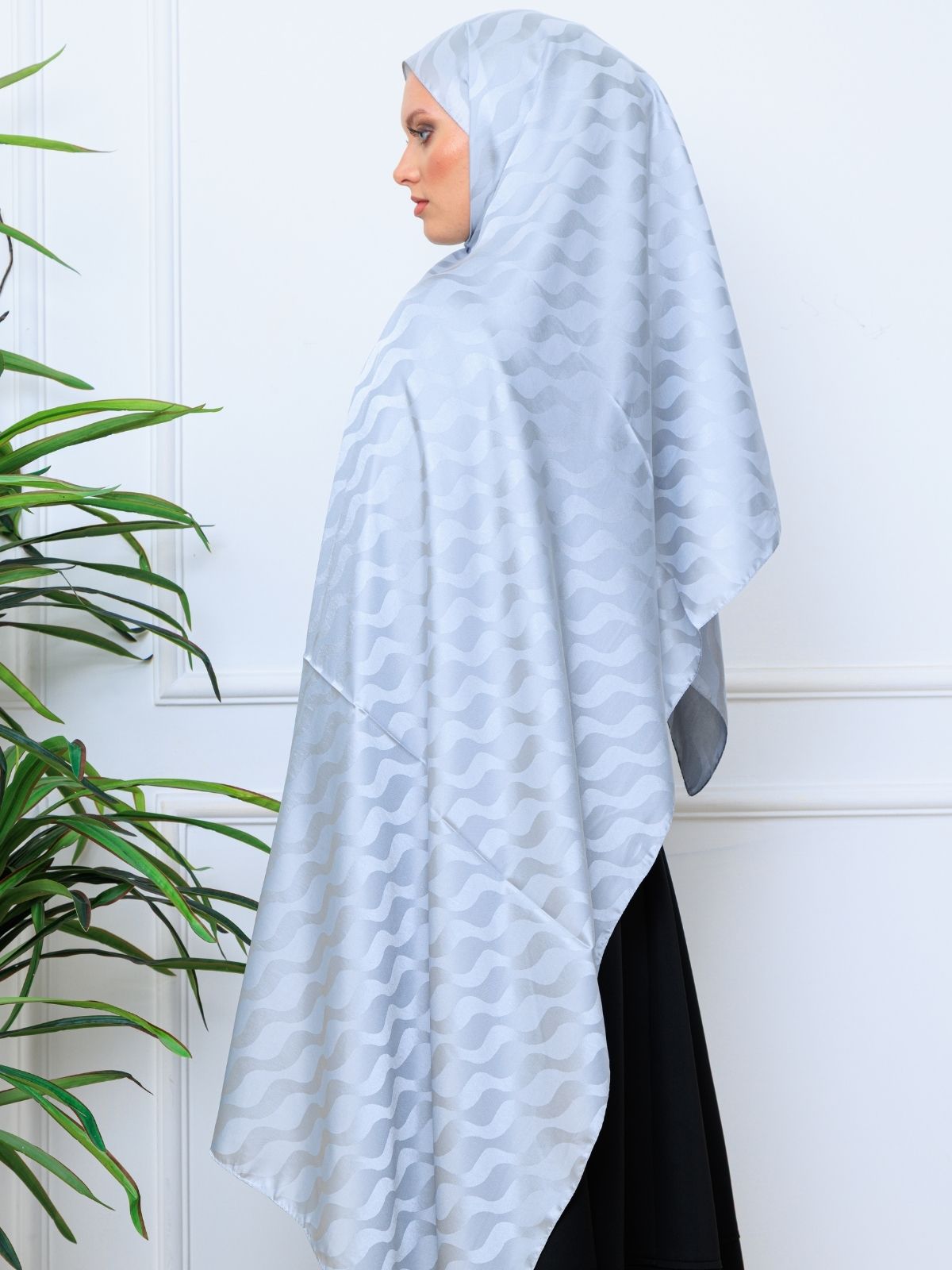 Su Yolu Pamuk Jakar Şal - Gri - Görsel 5