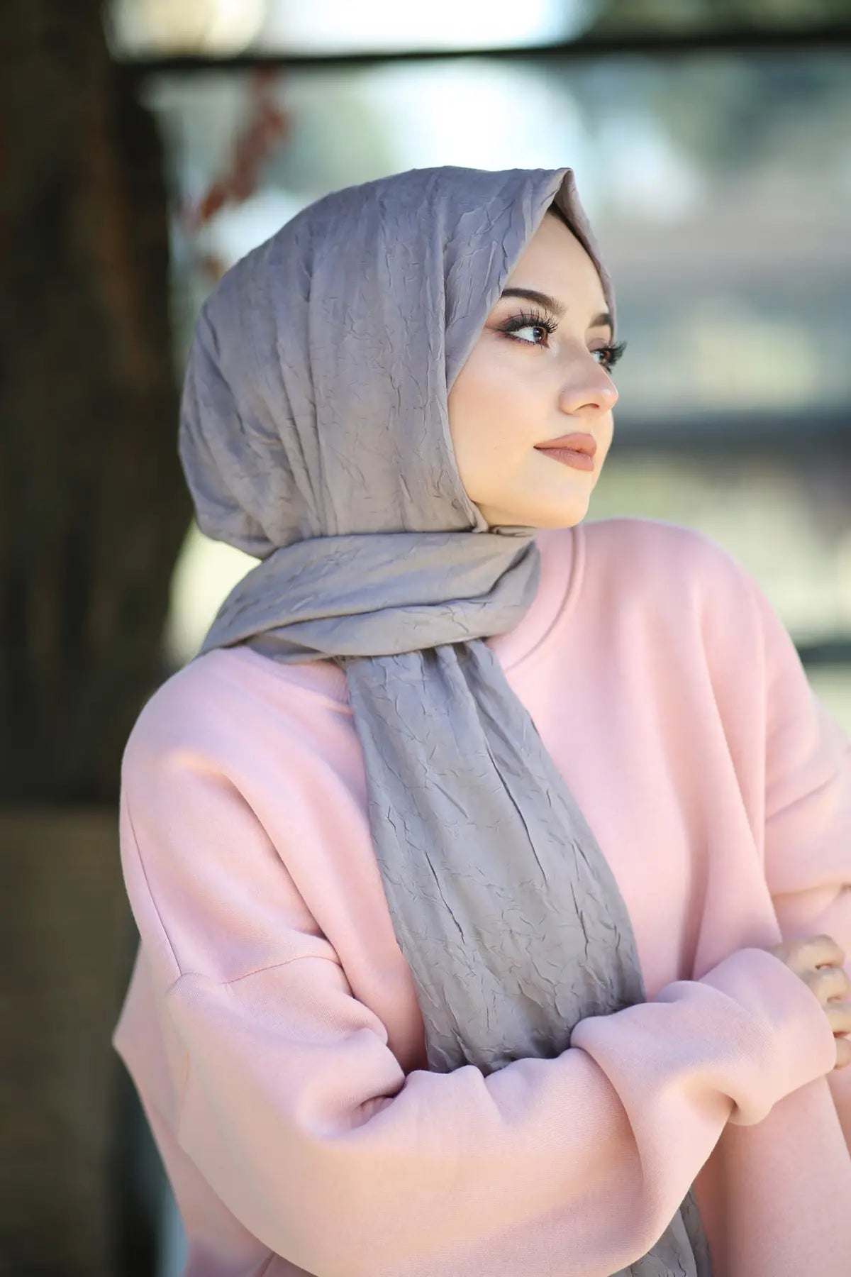 Bambu Kraş Şal - Kül Gri