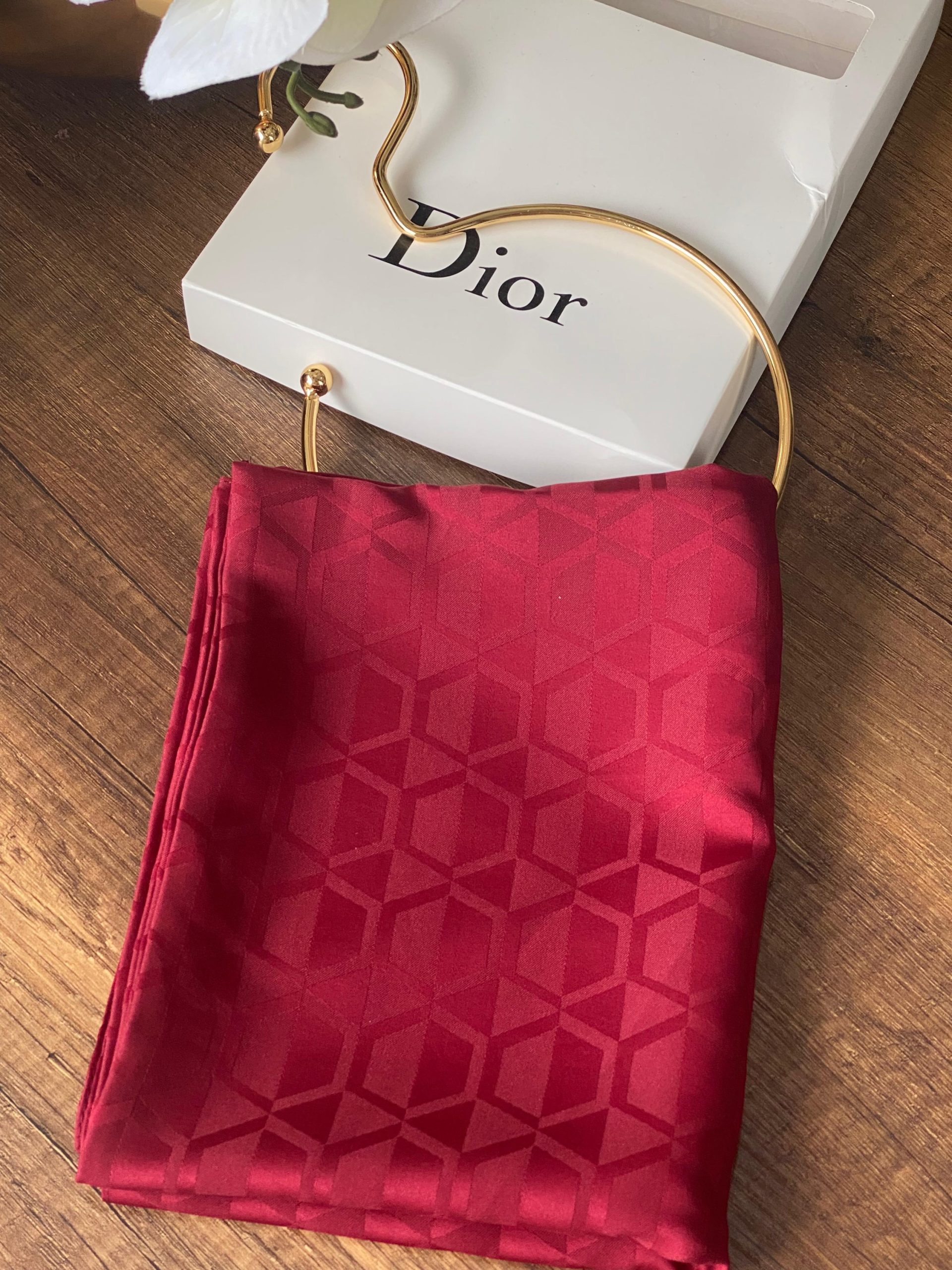 Elmas Desen Pamuk Jakar Şal - Bordo - Görsel 2