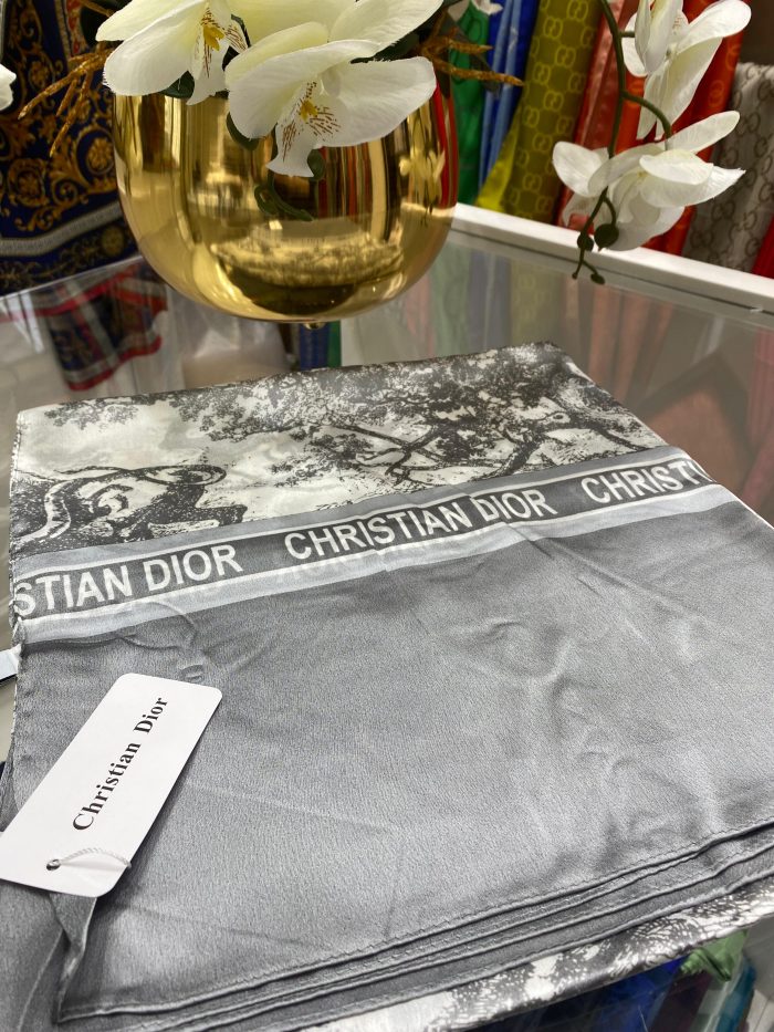 Dior İthal Vual İpek Şal - Gri