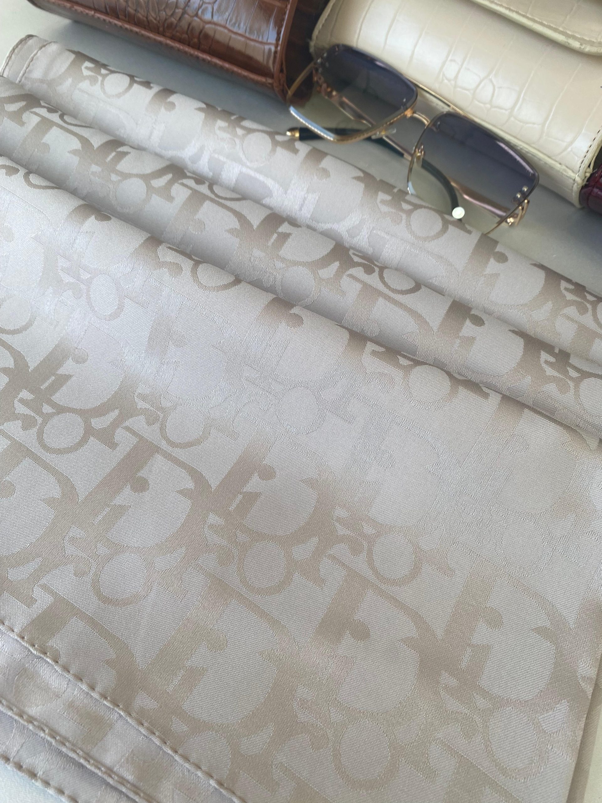 Dior Desen Pamuk İpeksi Jakar Şal 88731 - Soft Vizon