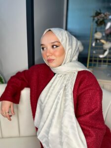 Su Yolu Pamuk Jakar Şal - Ekru