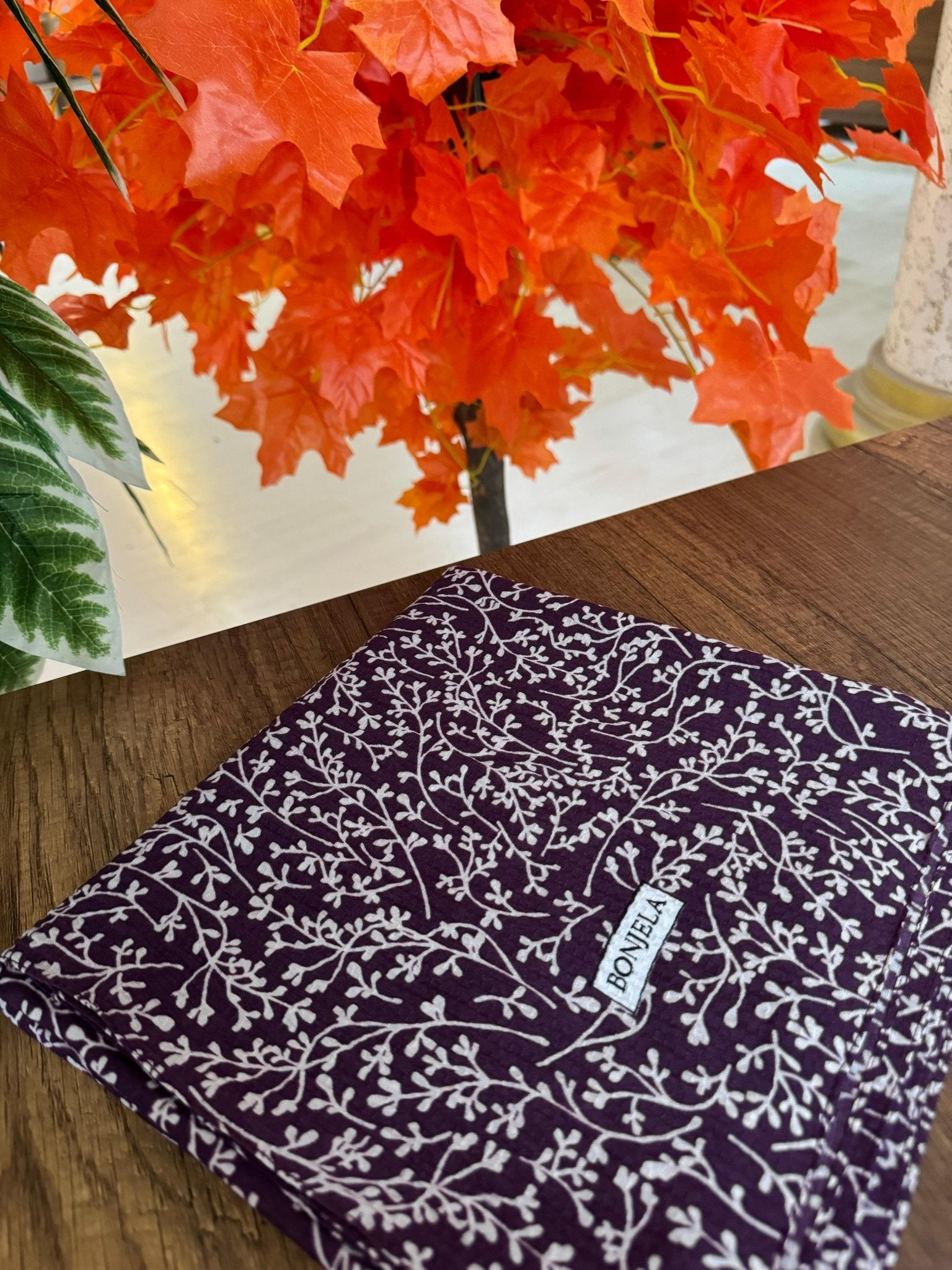 Dal Desen Mio Caz Eşarp - Mürdüm Eriği - Organic ScarfsOrganic Scarfs