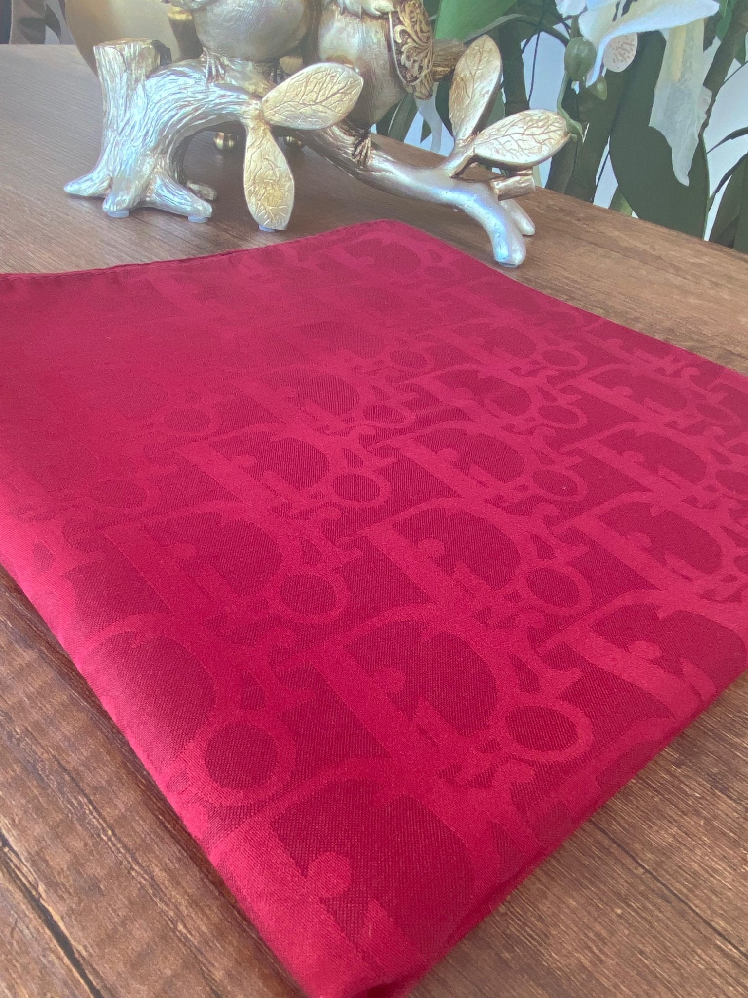 Dior Desen Pamuk Jakar Eşarp - Bordo - Organic ScarfsOrganic Scarfs