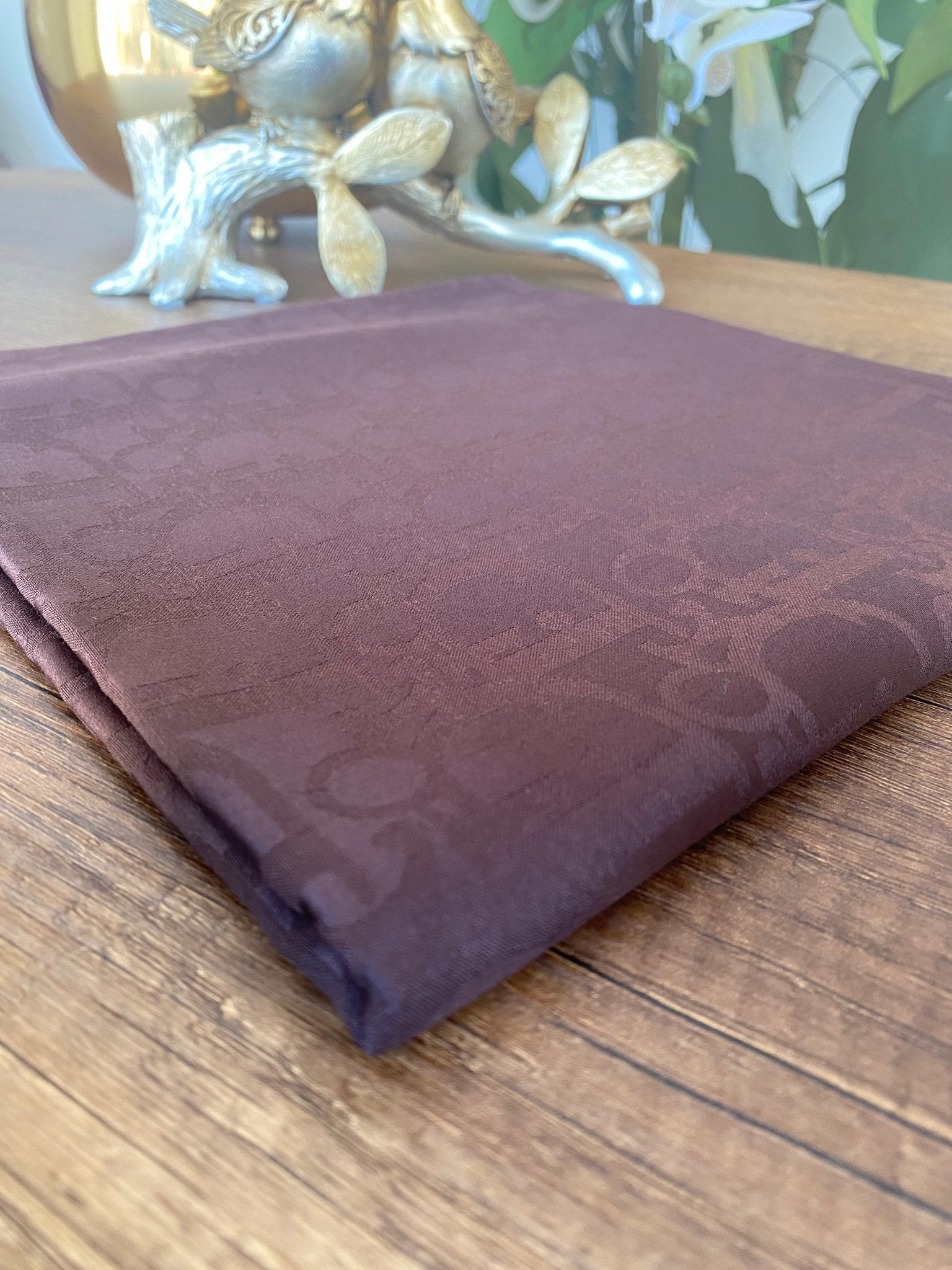 Dior Desen Pamuk Jakar Eşarp - Kahve - Organic ScarfsOrganic Scarfs