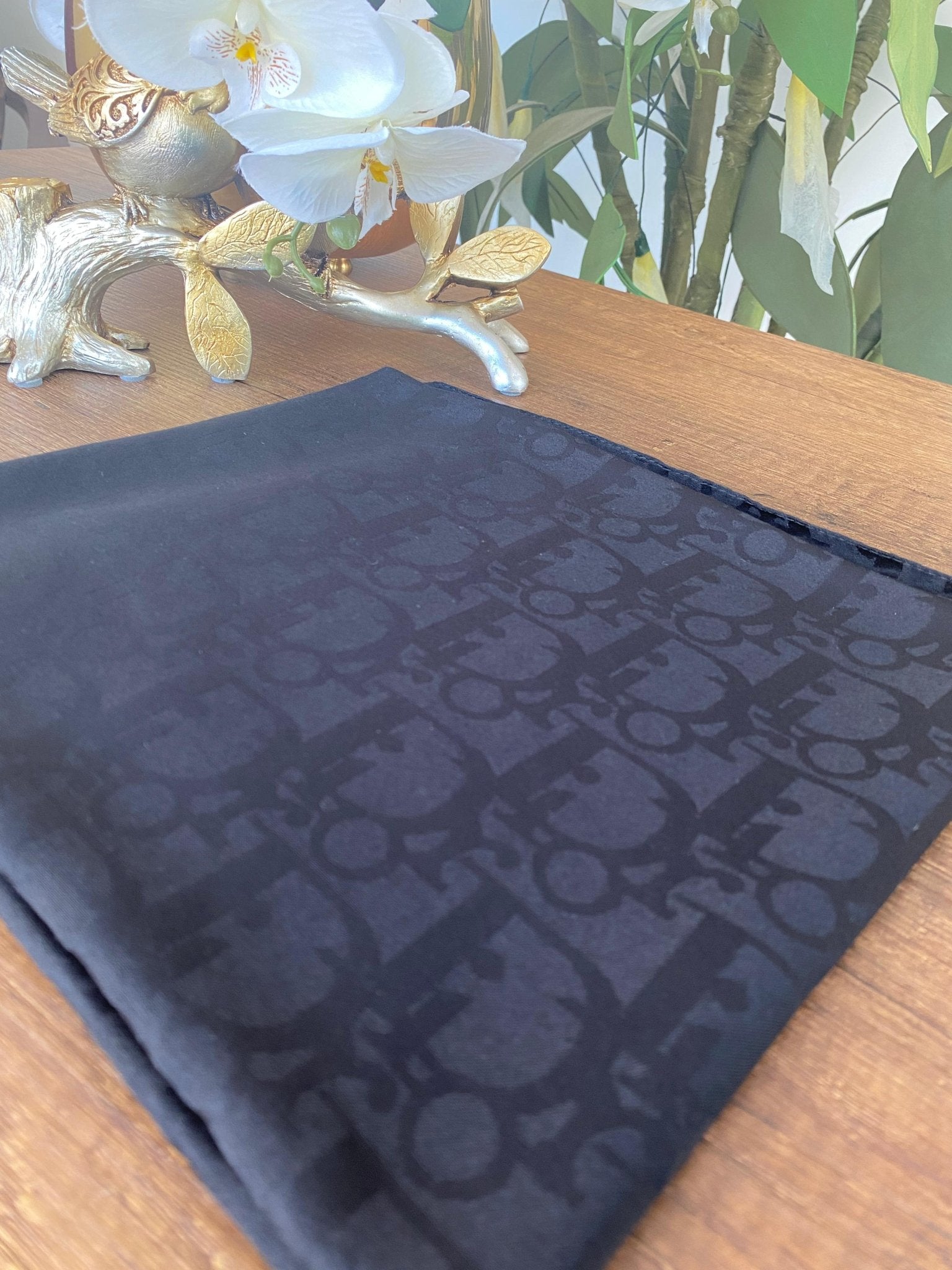 Dior Desen Pamuk Jakar Eşarp - Siyah - Organic ScarfsOrganic Scarfs