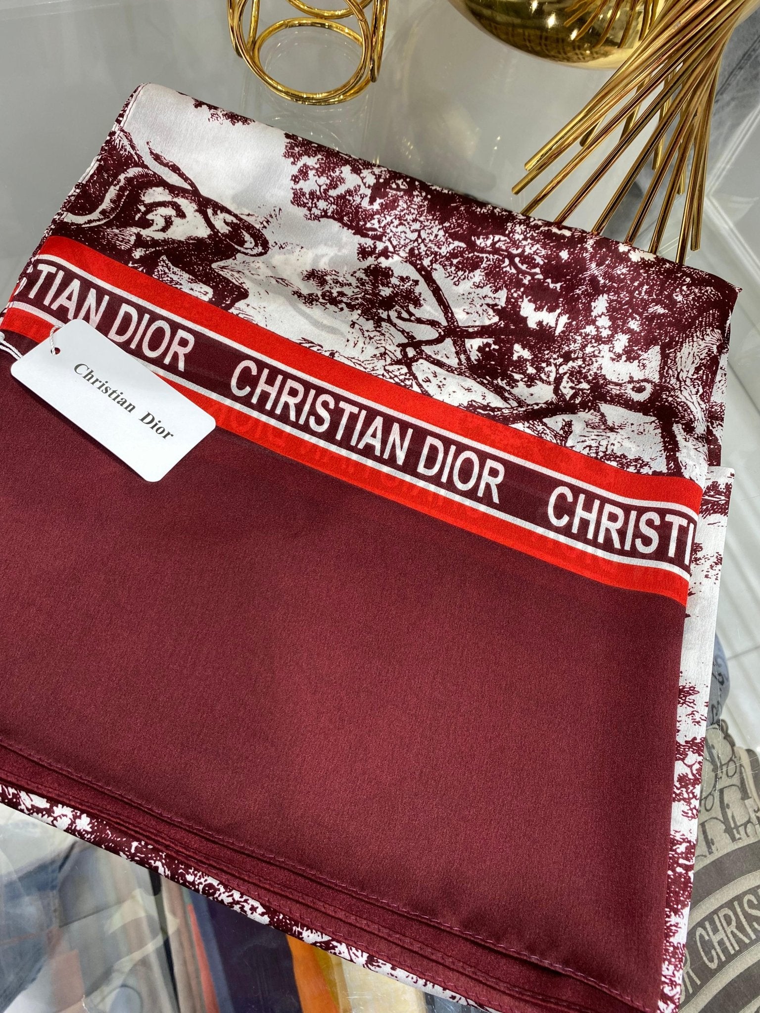 Dior İthal Vual İpek Şal - Bordo - Organic ScarfsOrganic Scarfs