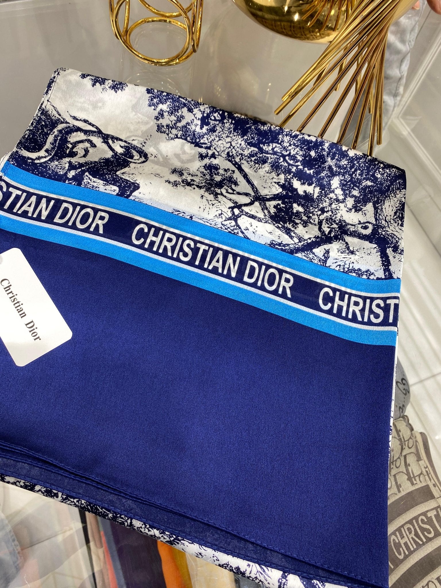 Dior İthal Vual İpek Şal - Lacivert - Organic ScarfsOrganic Scarfs