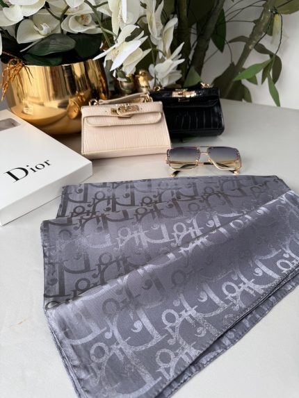 Dior Parlak İpeksi Jakar Şal 44121 - Antrasit