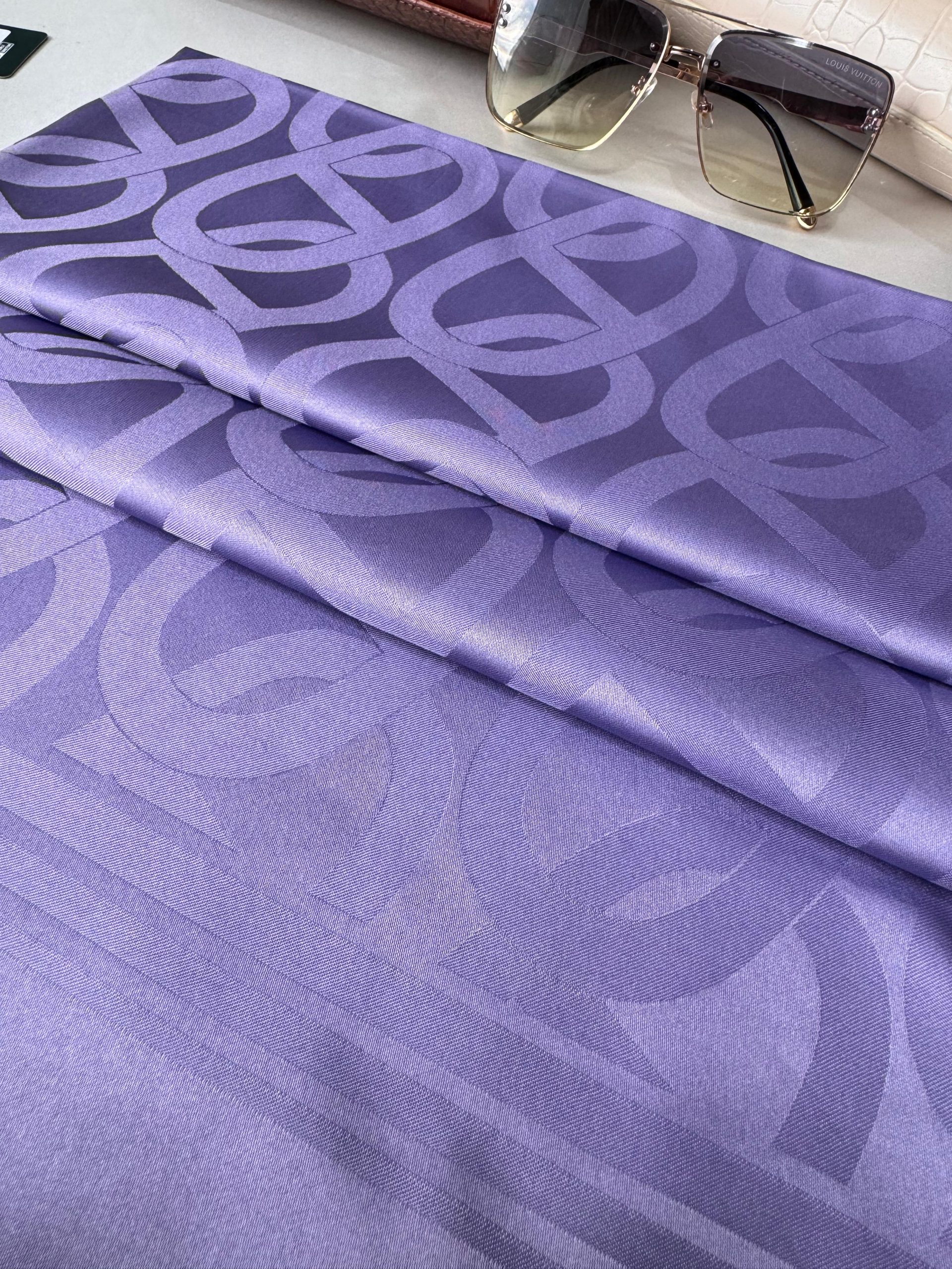 Zincir Desen İpeksi Jakar Şal 45101 - Lavanta