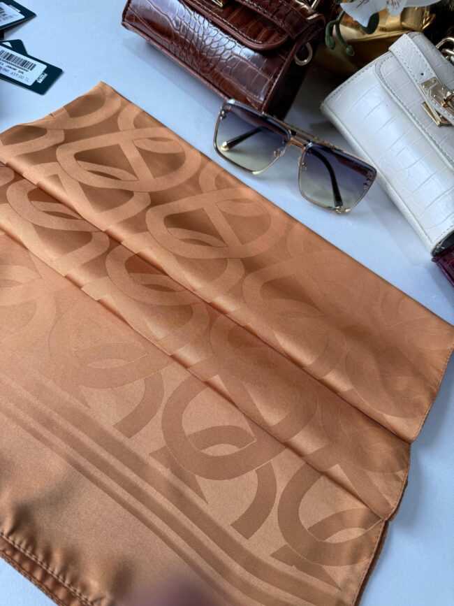 Zincir Desen İpeksi Jakar Şal 45101 - Kiremit