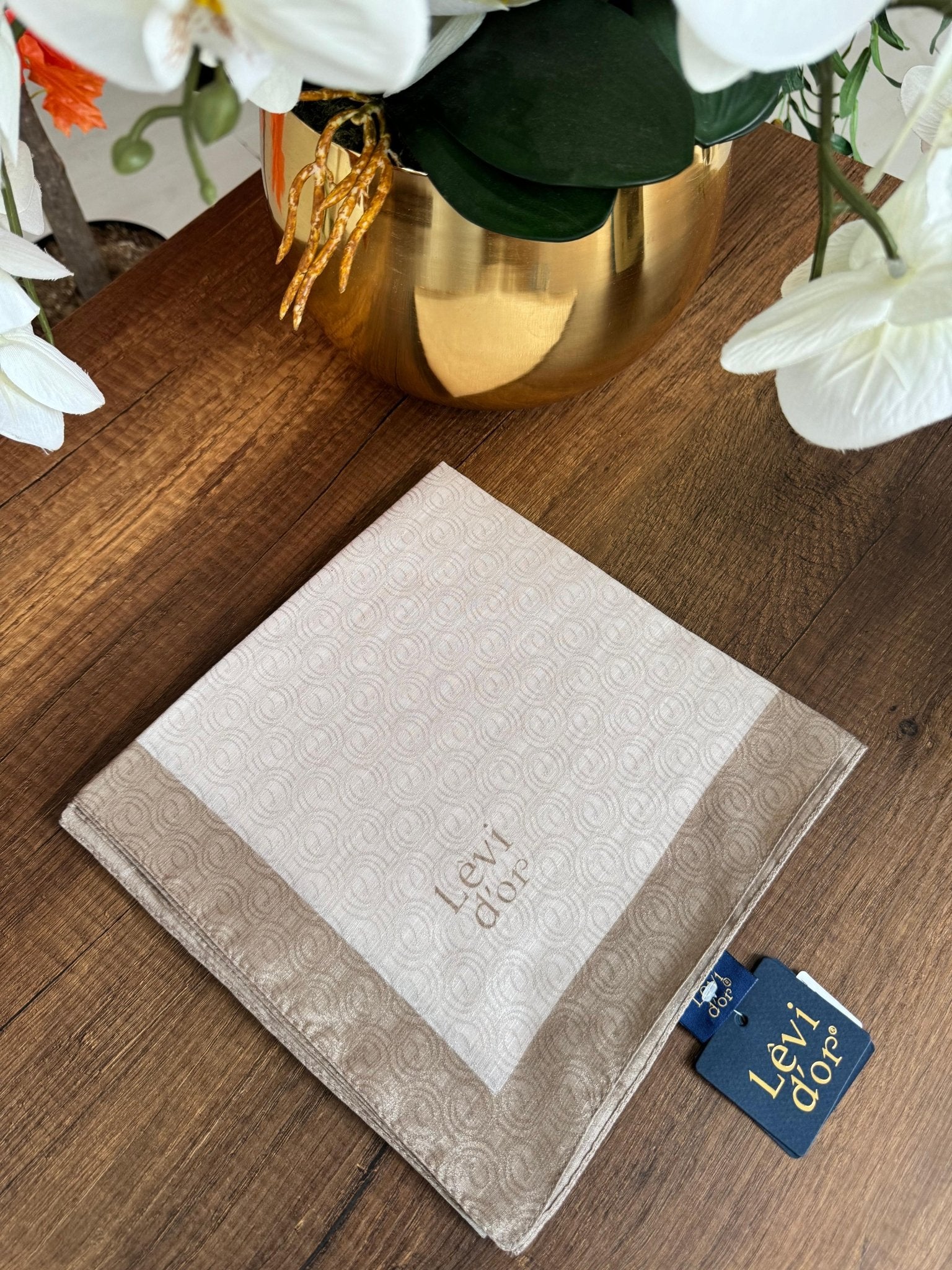 LEVİDOR Monogram Eşarp 17687 - Bej - Organic ScarfsOrganic Scarfs