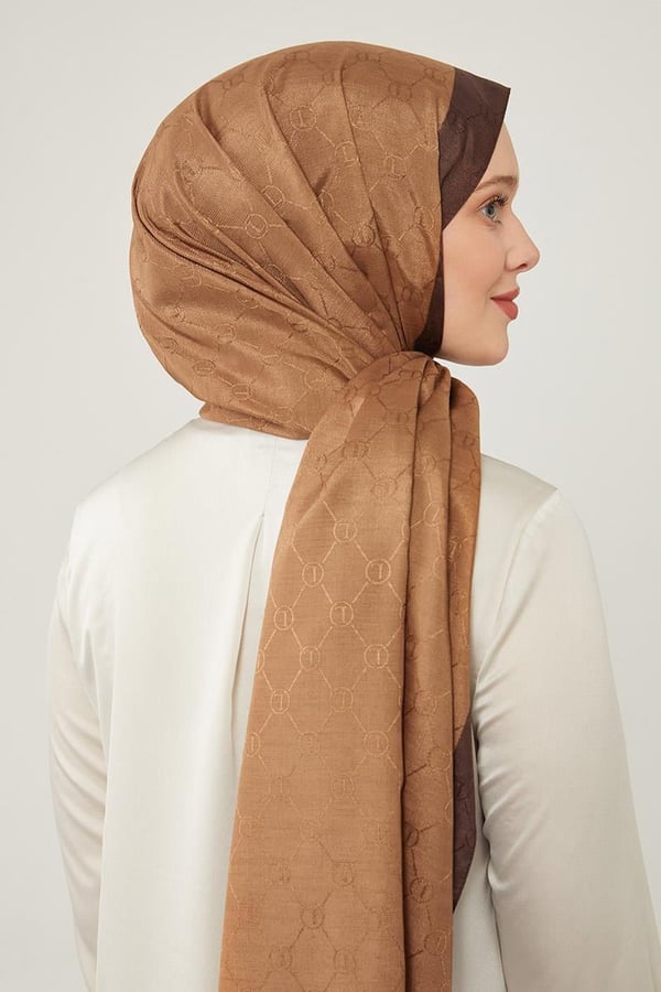 LEVİDOR Monogram Şal 17657 - Çikolata - Organic ScarfsOrganic Scarfs