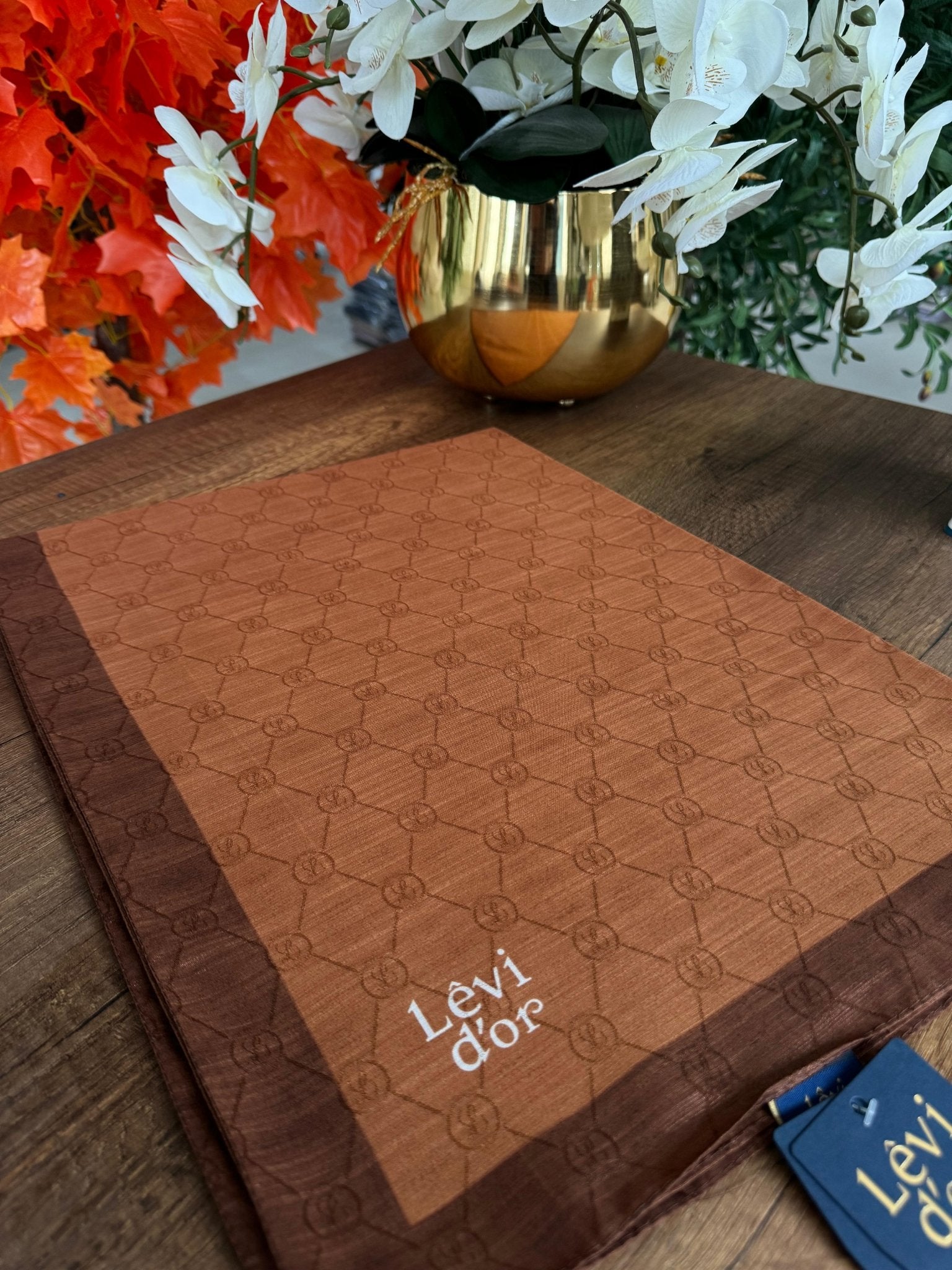 LEVİDOR Monogram Şal 17657 - Kiremit - Organic ScarfsOrganic Scarfs