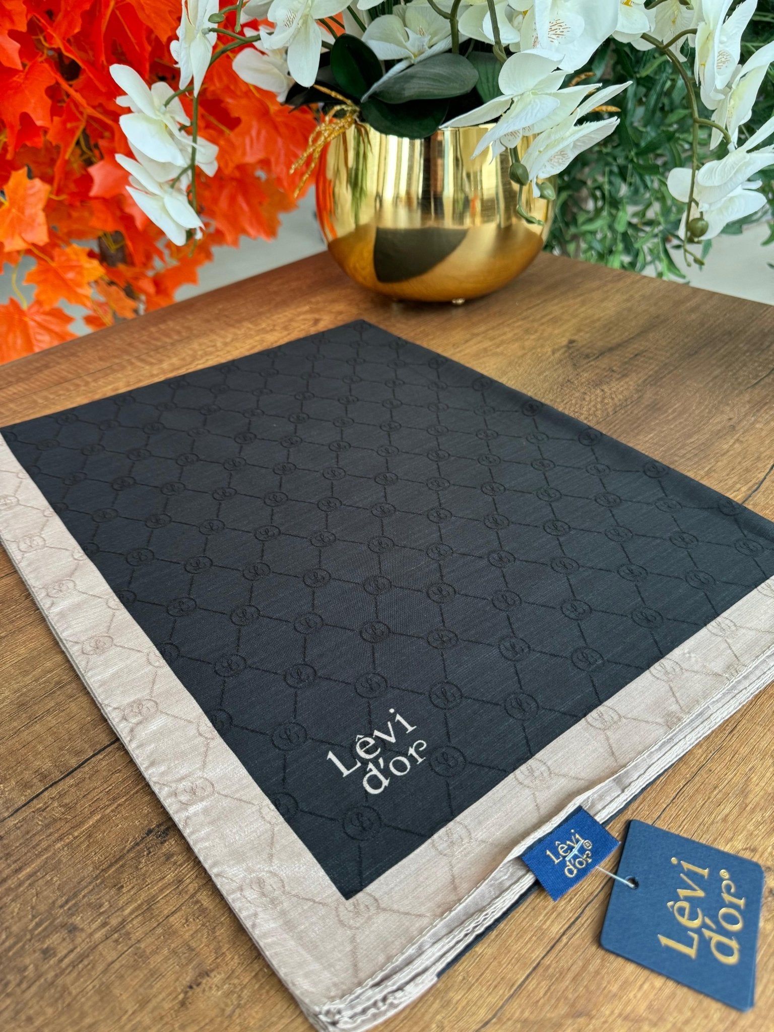 LEVİDOR Monogram Şal 17657 - Siyah - Organic ScarfsOrganic Scarfs