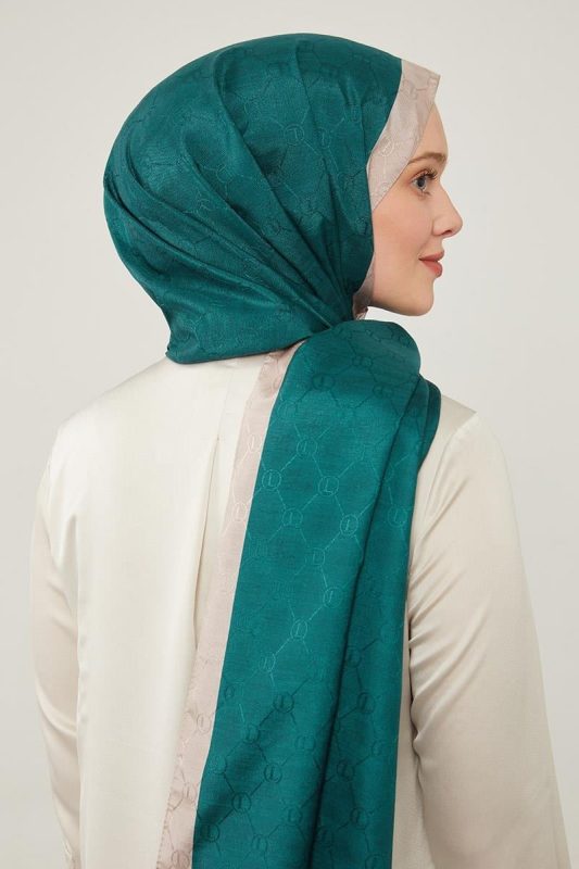 LEVİDOR Monogram Şal 17657 - Zümrüt - Organic ScarfsOrganic Scarfs