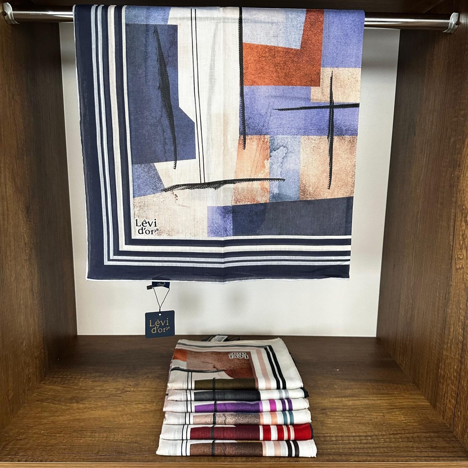 LEVİDOR Organic Kokulu Pamuk Eşarp PK-92 - Lacivert - Organic ScarfsOrganic Scarfs