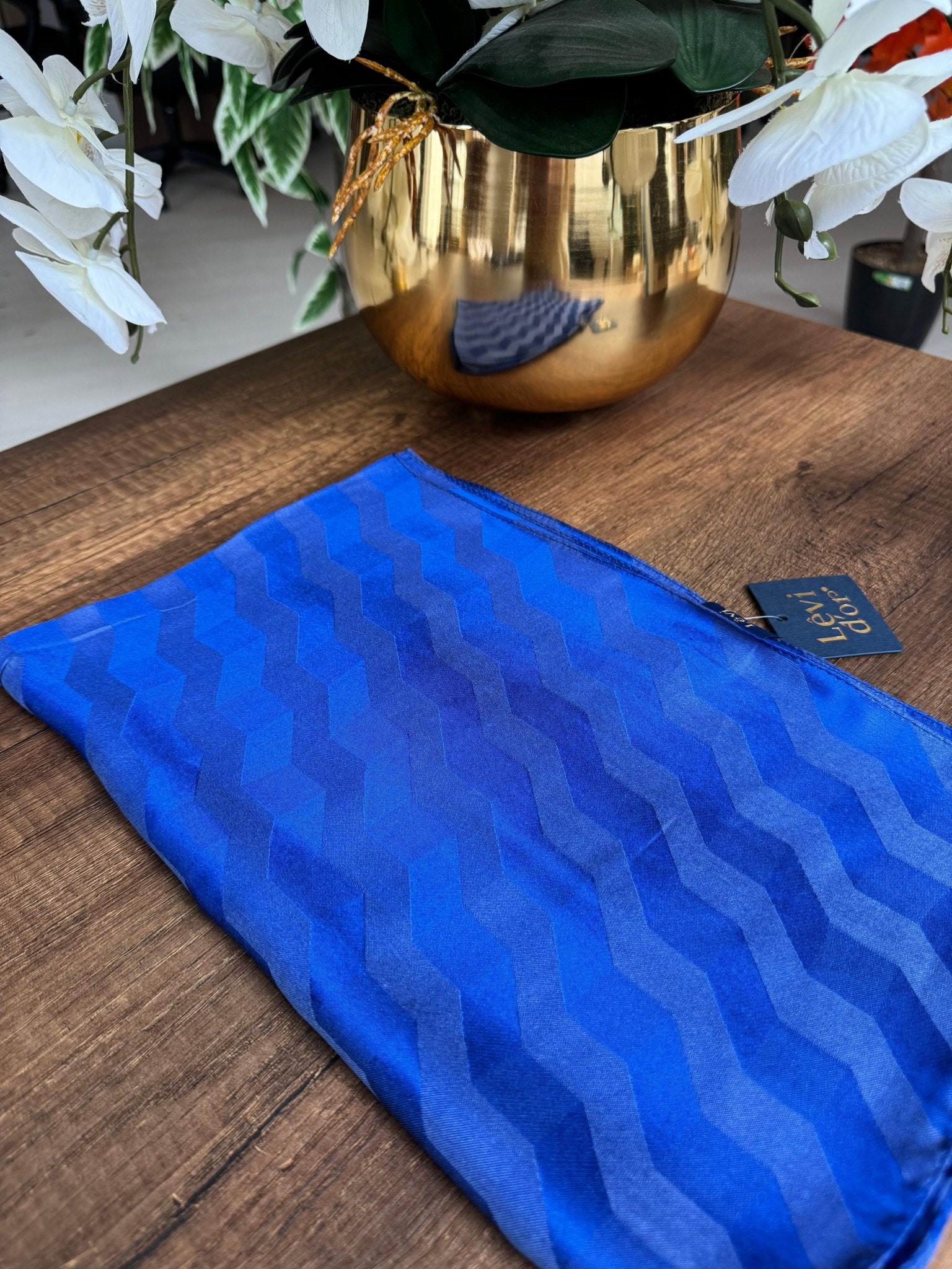 LEVİDOR Wave Jakarlı Şal 17175 - İndigo - Organic ScarfsOrganic Scarfs